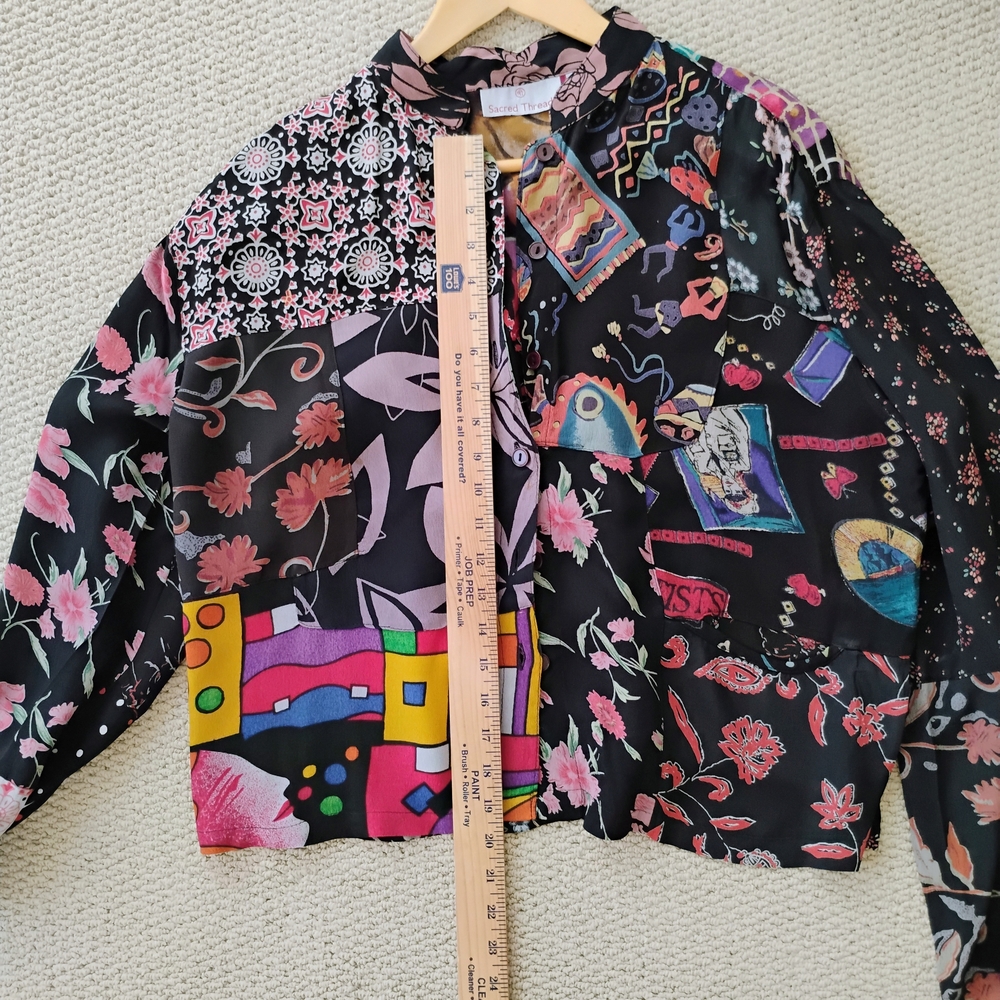 Sacred Threads Luxury Patchwork Look Button Up To… - image 8